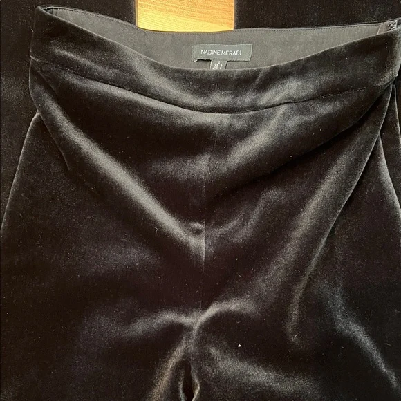 NADINE MERABI Davina Elegant Black Velvet Flare Trousers Size 4(S) New - Picture 2 of 9